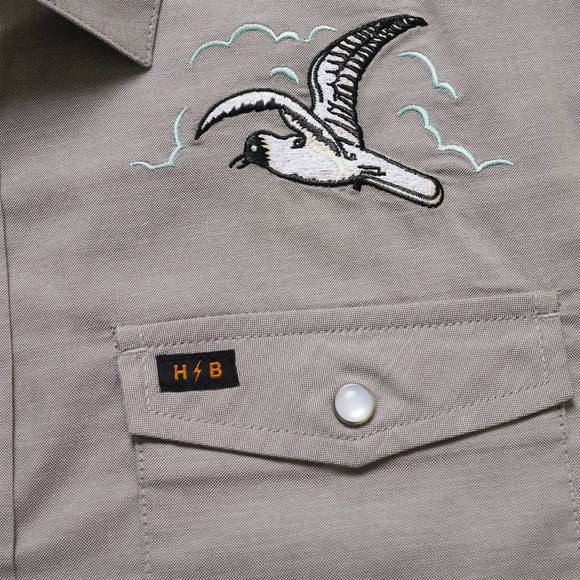 NEW HOWLER BROTHERS h bar soarin’ seagulls snapshirt in storm grey - Picture 3 of 3